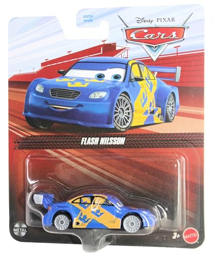 Mattel Disney Cars 2026 1:55 Scale Diecast Swedish Race Car Flash Nilsson