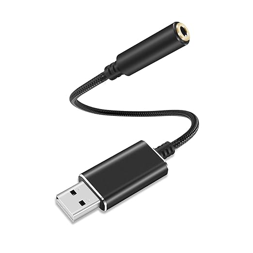 USB to 3.5 mm Jack Audio Adapter, USB Sound Card USB to 3.5mm Jack USB Audio Adapter USB to Aux