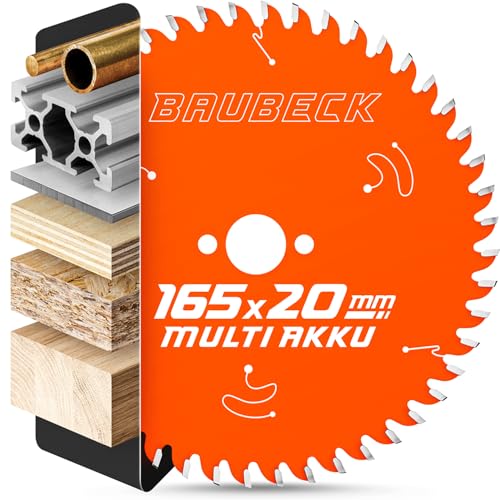 BAUBECK Lama per sega 165 x 20 + adattatore 16 mm, 54 Z, taglio 1,8 mm, in legno e alluminio, batteria 18 V, compatibile con M. SP6000/J, DHS680, Bosch GKT 55/GCE S/GKS 18 V, lama per sega circolare