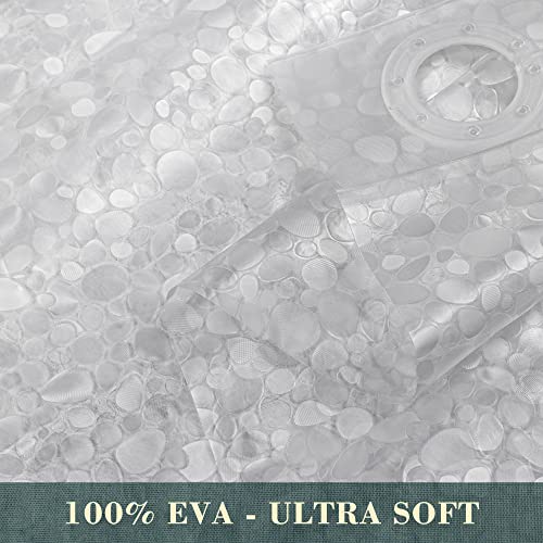 Abluen No Hook Shower Curtain Or Liner - 8G Heavy Duty Cobblestone Bathroom Shower Curtain No Hooks Required, Waterproof Plastic & Pvc Free, Standard Size 71 X 74, Pebble #TOP3