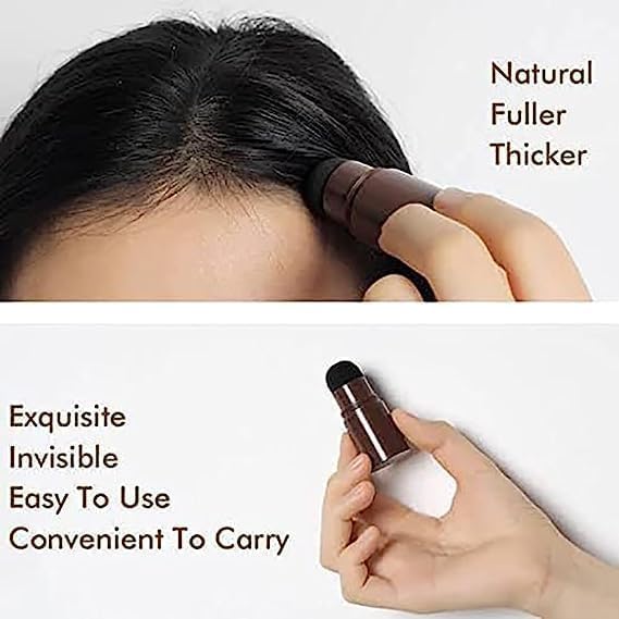 Lariox Natural Hairline Powder, Hair Shading Sponge Pen, Hairline Shadow Powder Stick, Quick Root Touch-Up, Waterproof Hair Root Concealer, Paired With 3 Pairs Of Eyebrow Stamp. (Black) 4