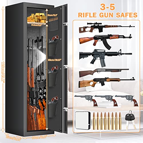 Fireproof Gun Safe For Home Rifle And Pistols, Gun Safe For Rifles And Shotguns, Quick Access Gun Storage Cabinet With Digital Keypad & Combio Lock, Pistol Rack, Removable Shelf, Anti-Theft System #TOP4