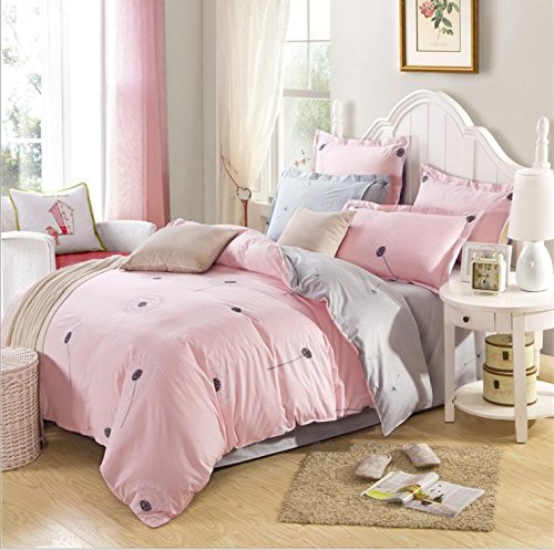 TheFashionWay Printed Floral 100% Cotton 3 Pieces Duvet Cover Bedding Set (Queen Size), 1 Duvet Cover + 2 Pillow Shams (Pink)