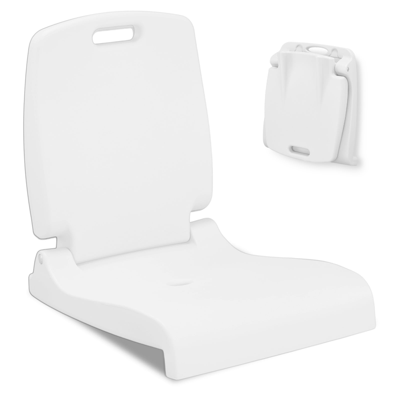 Bonnlo Portable Poolside Flip Chair, Foldable Outdoor Camping Chair with Handle & Drainage Hole, Lightweight Beach Chair for Pool, Garden, Fishing, Tailgating, White, 55x47.5x53.5cm