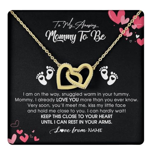 Yametee Personalized To My Mommy Necklace Heart Feet Baby First Time for Pregnant Mom Happy 1st Mothers Day Customized Gift Box and Message Card