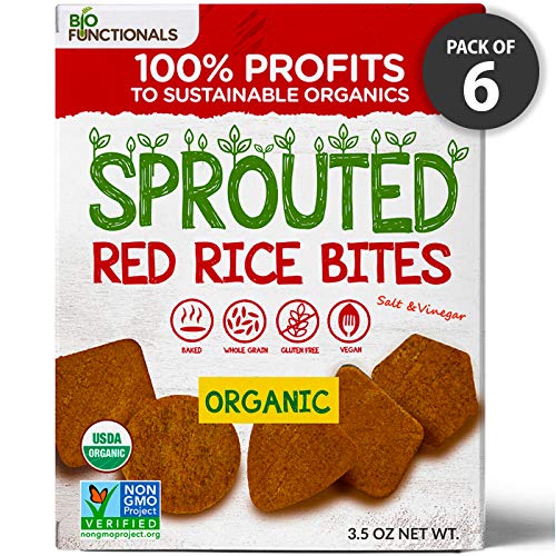 Gluten Free Crackers. 4 Simple Ingredients. Baked. Biofunctionals Organic Sprouted Red Rice Snacks. Vegan. 100% Non-profit. (Salt & Vinegar, 6)