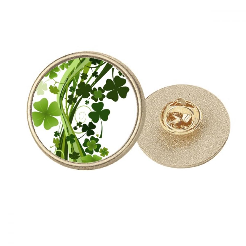 Broche ronde en métal doré avec trèfle ciselé chic M - 4