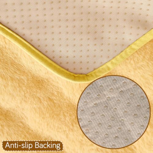 Image of HOKIPO 'FurHug' Premium Faux Rabbit Fur Sofa Cover Mats for L Shape and 1 /2 /3 Seater Sofa. Make Your Own Sofa Cover Set, Mat Length 90(D) X 150(L) Cm, Honey Yellow (NEW2-5014-YLW)