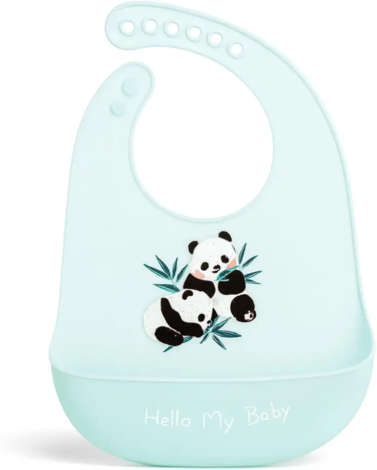 Babador de Silicone Impermeável para Bebê, Bolso Coletor, 30 x 25 cm, Leve e Prático