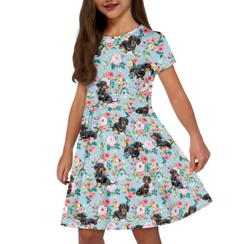 Casual Short Sleeve Dresses for Teen Girls Cute Skater Dresses Summer Outfits for 3-14 Years Old3