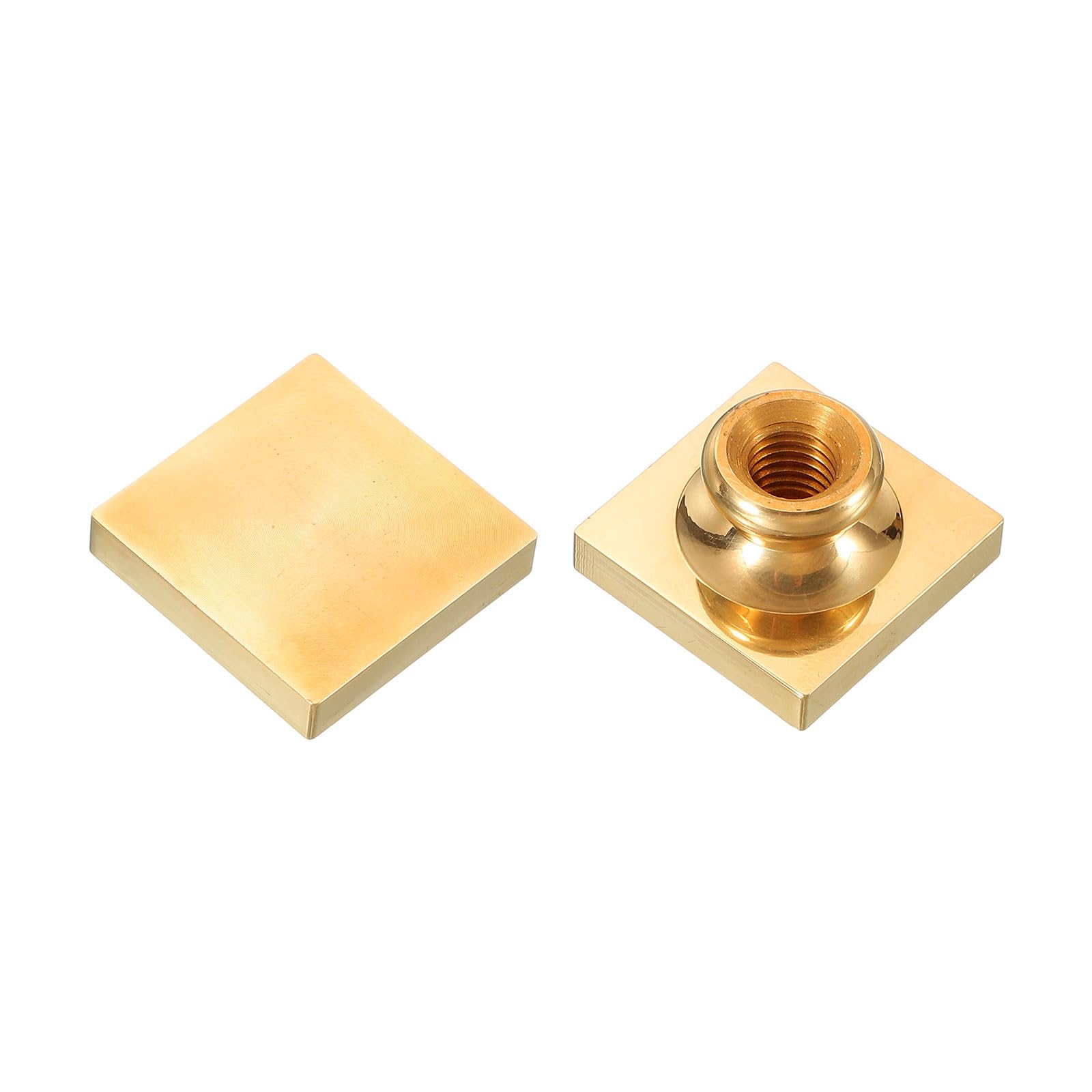 PATIKIL 1" Blank Wax Seal Stamp Head, 2Pcs Square Brass Sealing Wax Stamp Heads for DIY Card Making Envelope Sealing Wedding Invitation Crafting, Gold Tone