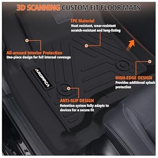 All Weather Car Floor Mats for 2014-2018 Chevy Silverado/GMC Sierra 1500 Crew Cab, 2015-2019 Silverado/Sierra 2500 HD/3500 HD Crew Cab, TPE Rubber Floor Liners Full Set for Chevy Silverado Accessories