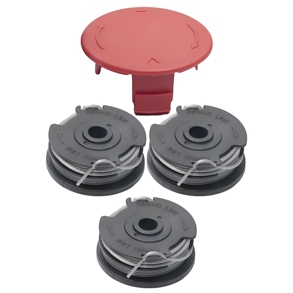 3 Trimmer Spool Line 1 Spool Cover Cap Compatible with Bosch Art 24/27/30/30-36 LI, Double Autofeed Nylon Spool Wire Replacement for F016800351(1.6mm x 6m)