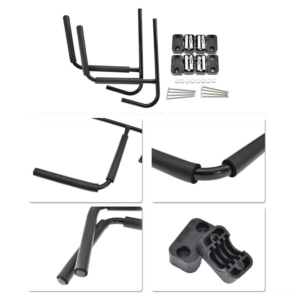 Wandhalterung für Kajak, robust, Eisen, Lagerregal für Kanus, Surfbretter, Paddel, Garage, Schuppen, Halterung, Schwarz, 42 x 38 cm, 2 Stück