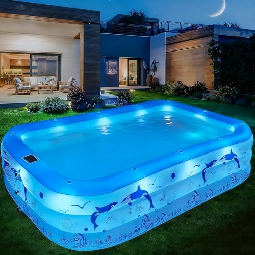 StarOcean Inflatable Pool with Lights, Upgraded Family Inflatable Swimming Pools for Adults, Blow up...