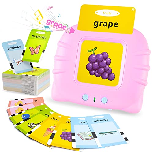 Image of VGRASSP Flash Card Game for Kids Talking English Words Card Toy Preschool Learning Reading Interactive Toy for Kids, Pink
