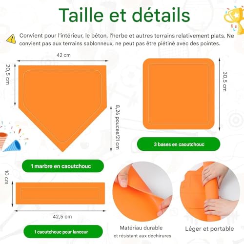 Bases de terrain en caoutchouc pour entraînement de baseball - 5