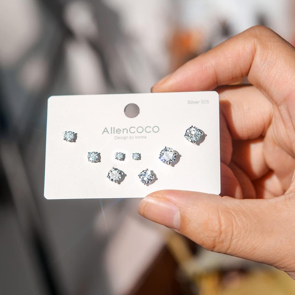 925 Sterling Silver Earrings, Cubic Zirconia Stud Earrings, Diamond Stud Earrings for Women - Image 4
