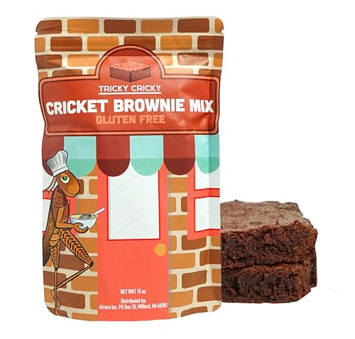 Tricky Cricky Cricket Protein Brownie Mix – USA Handmade Gluten-Free Chocolate Brownie Mix – Real USA Farmed Dried Crickets – High-Protein, Nut-Free &amp; Soy-Free Sustainable Baking Mix – 15 Ounce Bag