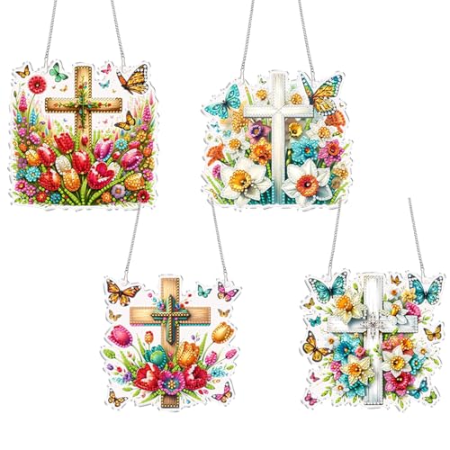 Pendentifs de peinture diamant contre les murs vides lot de 4 croix