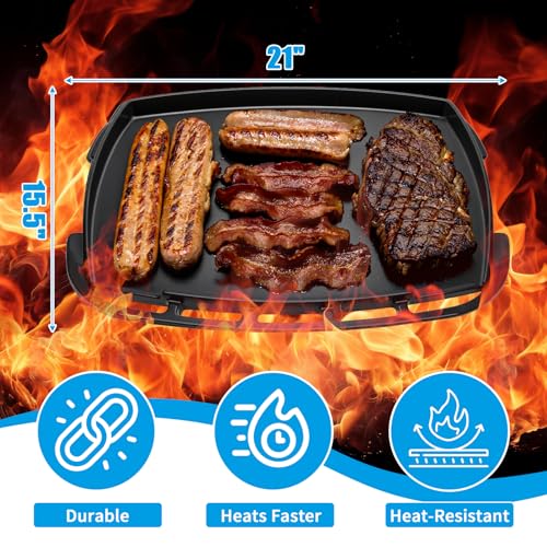 Image of LS'BABQ Full Size Griddle for Weber Q2800N+ Gas Grill, Cast-iron Griddle Insert for Home and Outdoor Cooking, Non-stick Cooking Hot Plate for Weber Q Gas Grill, Black
