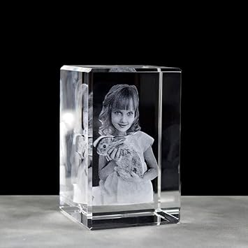 gors 2D/3D Laser Engraved Customized Crystal Photo Frame, Statue Personazlied Picture on Crystal Cube Birthday Christmas Gifts (2D,5 x 5x 8 cm)