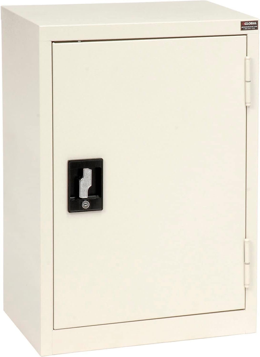Global Industrial Wall Mount Storage Cabinet, Locking Recessed Handle, 2 Height Adjustable Shelves, 100 lbs Shelf Capacity, 18" W x 12" D x 26" H, Assembled, White