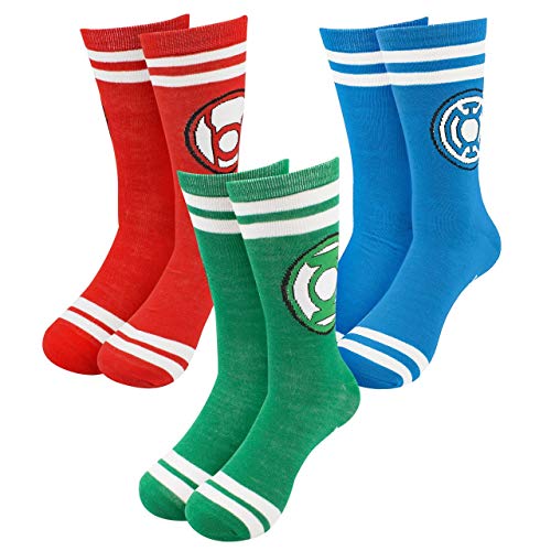 Superhero Stuff Unisex-Adults 3-Pack Lantern Corps Crew Socks - Green,