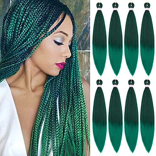 Pre Stretched Braiding Hair 8 Packs - 30 Inch Ombre Braiding Hair,Three Tone Yaki Texture Prestretched Crochet Braids Ha