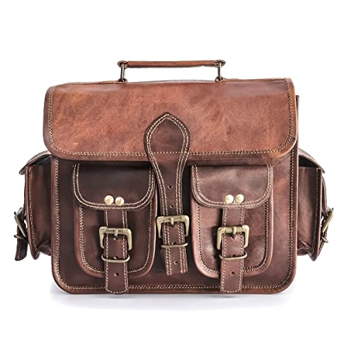 PLW Genuine Leather Large Capacity Side Pouch Saddlebags | Leather Panniers Travel Tool Bag For Bike And Bicycle | Universal Handmade Saddlebags For Bike Commuters Harley Bullet Royal Enfield
