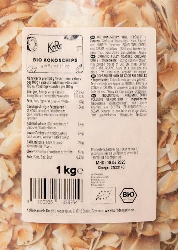 KoRo - Bio Kokoschips geröstet 1 KG - Vorteilspack - 100 % Natur Ohne Zusätze