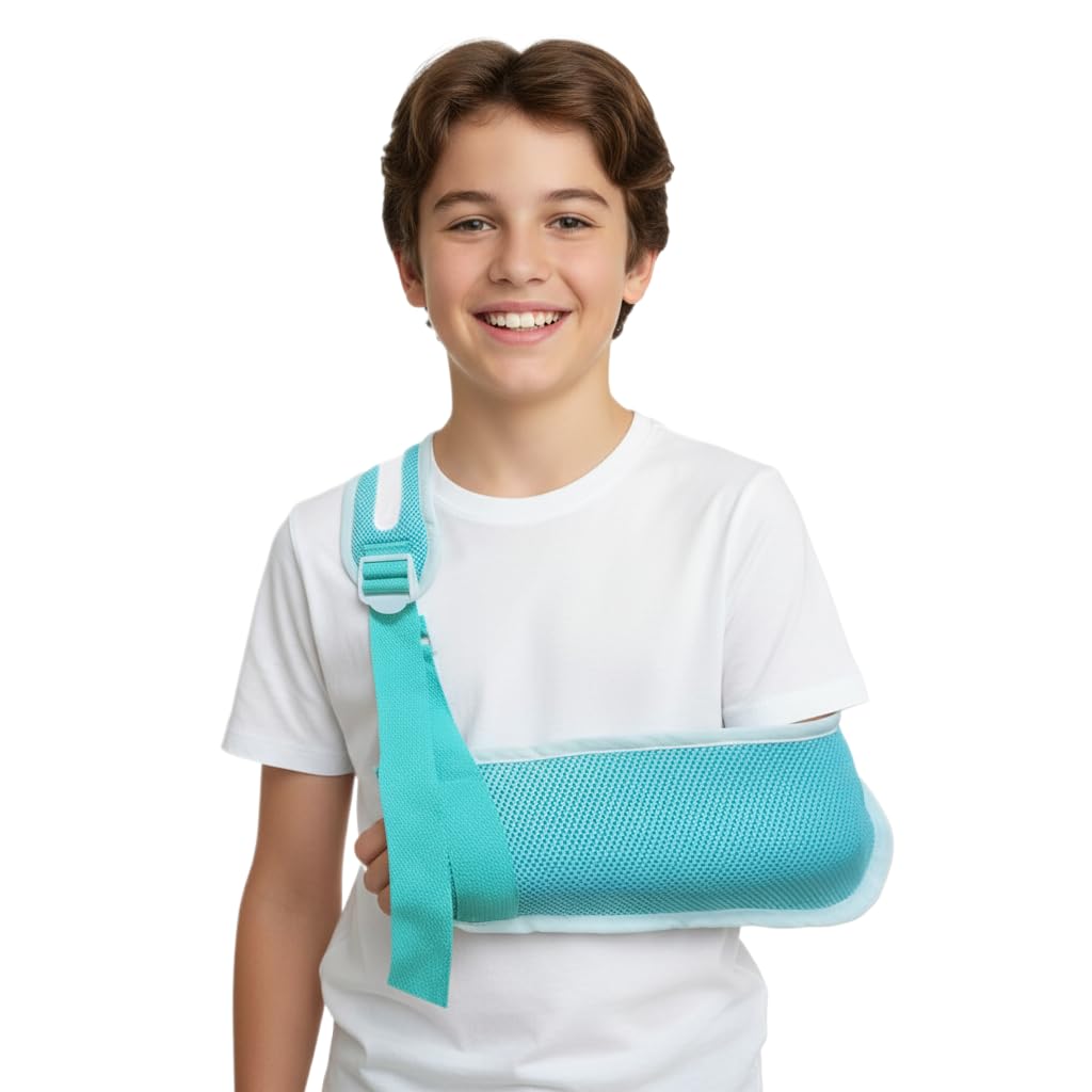 Arm Sling for Kid Shoulder Immobilizer with Portable Brace,Adjustable Mesh Arm Sling for Shoulder Injury Shower for Surgery Recovery,Children Support Brace for Elbow Injury Right/Left (Pink, Large)