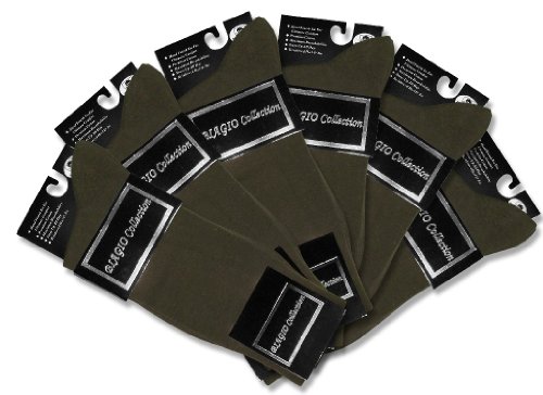 6 Pair of Biagio Solid Men's OLIVE GREEN Color COTTON Dress SOCKS2