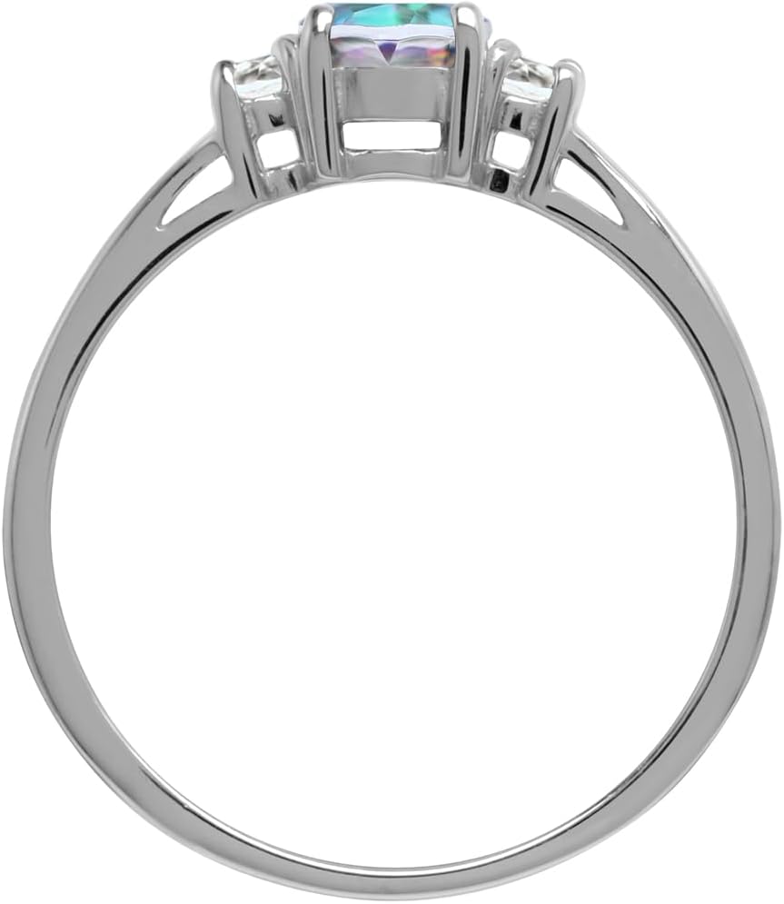 Silvershake Petite Design Round Shape Gemstone Birthstone White Gold Plated or Yellow Gold Plated 925 Sterling Silver Solitaire Promise or Engagement Ring Jewelry for Women - Image 4