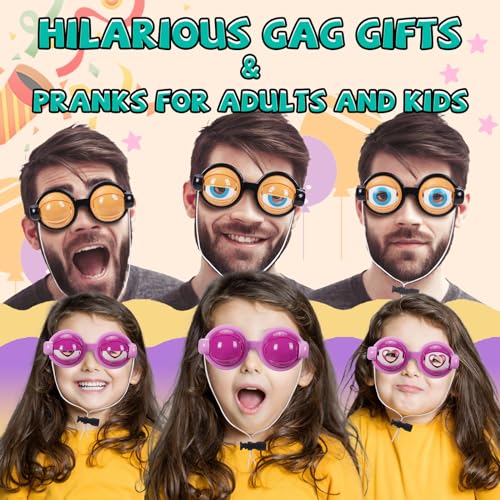 2PCS Funny Glasses for Adults Crazy Eye Glass Googly Eye Glasses Adult Size Silly Sunglass With Blinking Eyeball On Them Novelty Eyeglasses for Kids Hilarious Gag Gifts Prank Stuff Goofy Glasses Joke