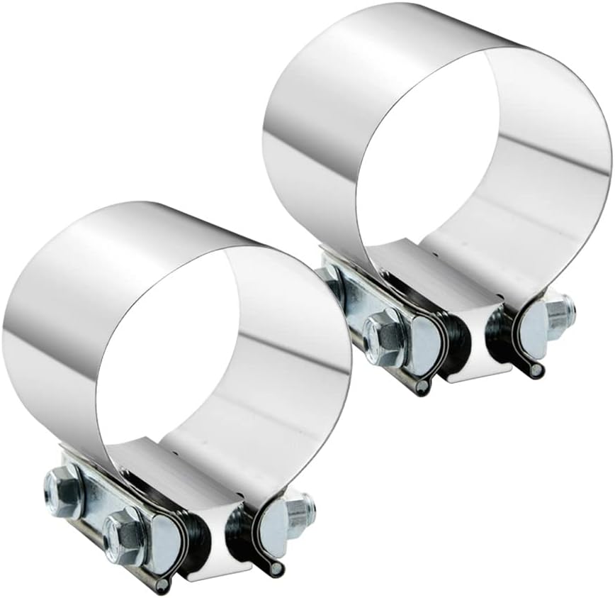 4.0 Inch Exhaust Clamp 4" Butt Joint Band Clamp Sleeve Coupler Stainless Steel 3 Inch for Exhaust Pipes, Mufflers and Catalytic Converters (2 PCS)