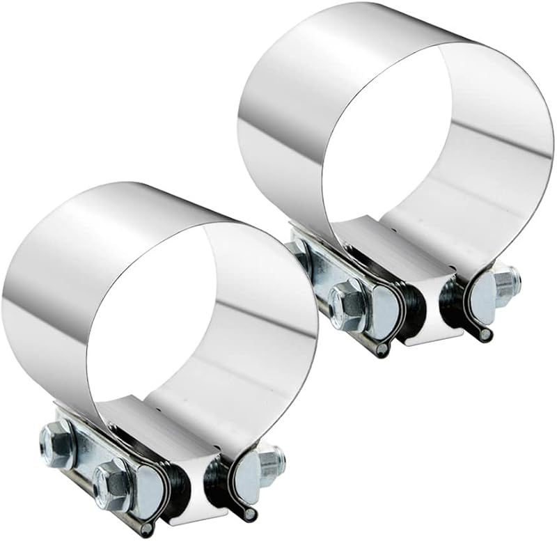 Abraçadeira de escape A ABIGAIL em aço inoxidável para tubos de 4" – Pacote com 2