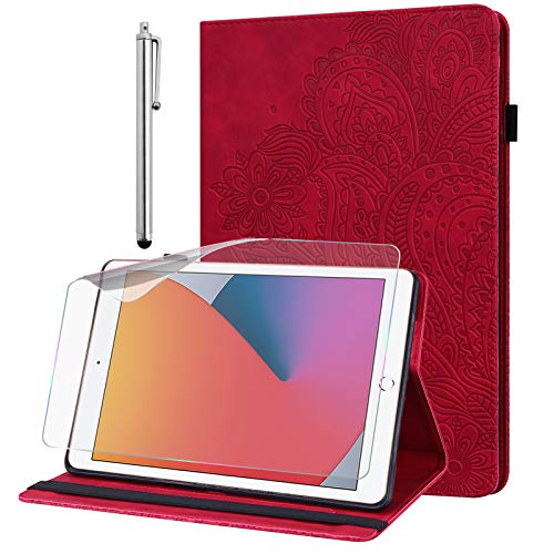 GLANDOTU Case for iPad Air 11 Inch 2026/2025/2024 (M4/M3/M2),iPad Pro 11 Inch (2022/2021/2020/2018)/iPad Air 6th/5th/4th Gen Case,lightweight Embossed Flip PU Leather Tablet Cover with Stand -Red