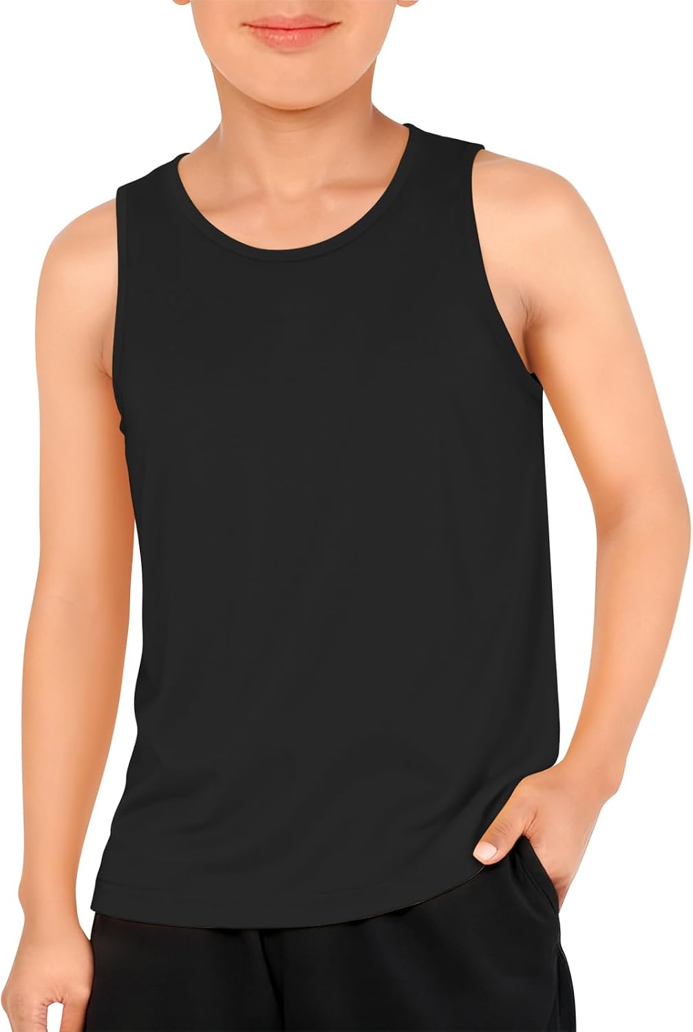 Haloumoning Boys Tank Tops Kids Sleeveless Crewneck Undershirts Workout T-Shirts 5-14 Years