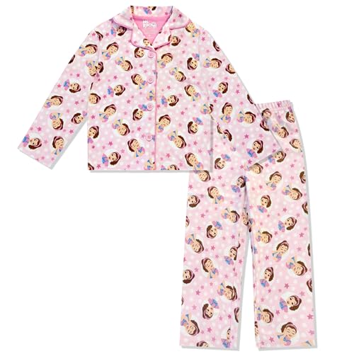 Ms. Rachel Girls Pajama Set - 2 Piece Cozy Girls Pjs Button Down Long Sleeve & Pants For Toddlers 12M - 4T - Official Product Pink 12 months