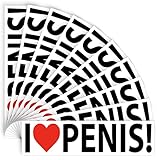 Witty Yeti’s I Heart Penis Prank Bumper Sticker 10 Pack. Show Your Love of Practical Jokes with Our Gag Gift Decals. Funny USA Printed 2in x 8in Stickers for Cars, Trucks, Laptops and Water Bottles