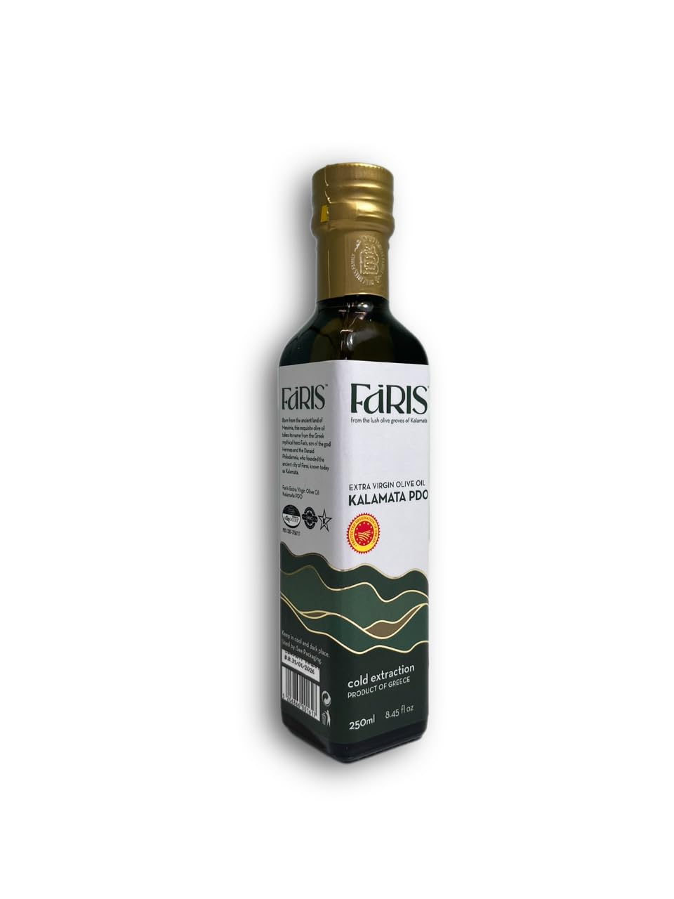 FARIS Huile d'olive extra vierge grecque,Huile d'olive extra vierge Kalamata AOP, pressée à froid,|250 ml