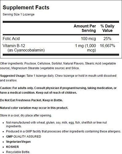 NOW B-12 1000mcg 250 Lozenges miniatura 2