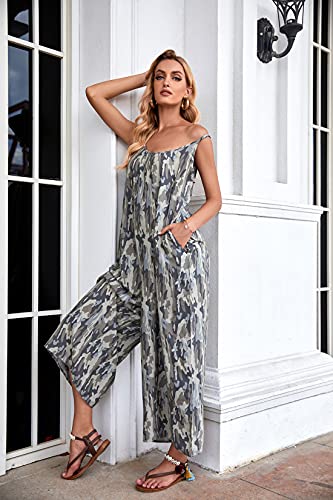 Image of BUENOS NINOS Women's V Neck Floral Maxi Dress Boho Printed Adjustable Spaghetti Strap Ethnic Beach Long Dress with Pockets