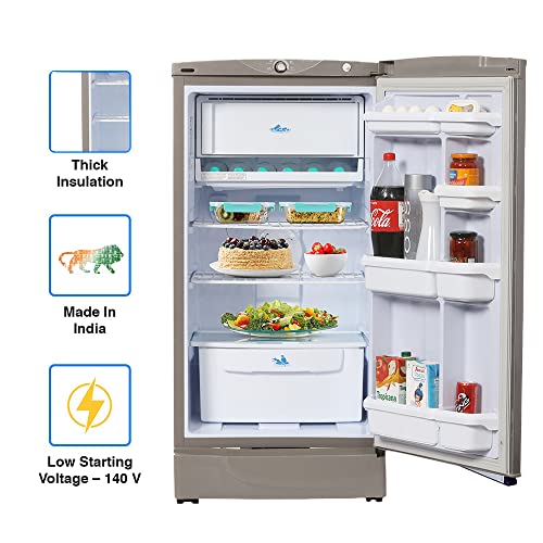 Image of Godrej 185 L 2 Star Direct Cool Single Door Refrigerator (RD Edge 200B 23 WRF JT ST, Jet Steel, Large Vegetable Tray, 2022 Model)
