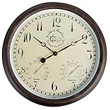 elegant und praktisch Esschert Design Wanduhr, Gartenuhr aus Kunststoff, rund, ca. 38 cm x 6,1 cm x 38 cm