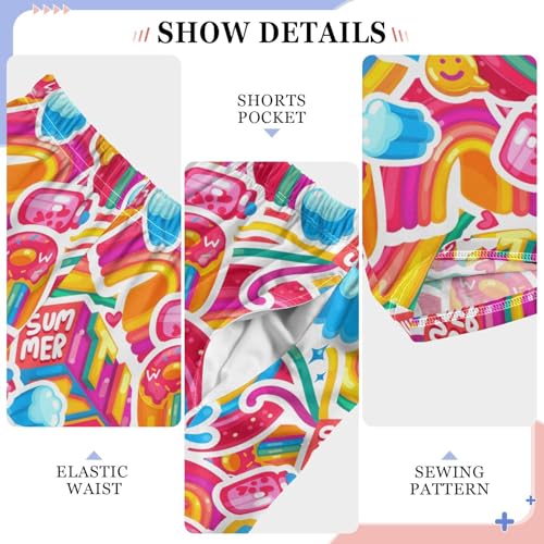 Summer Rainbow Color Boys Pants for Kids Jogger Pants with Pockets S-XL4