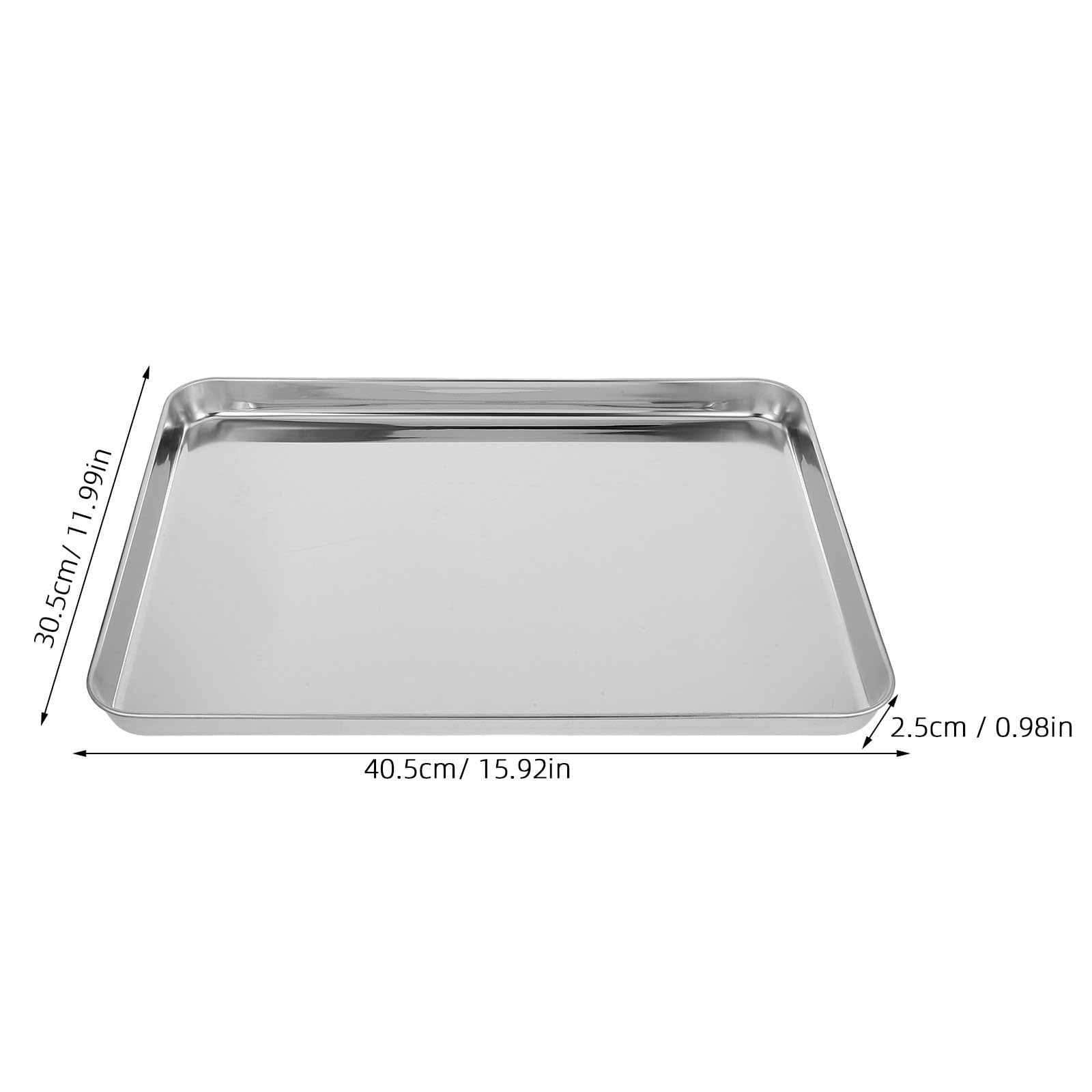 Plat Rectangulaire en Acier Inoxydable Argenté, Service Alimentaire Simple