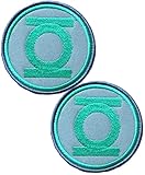 Heiorpai 2Pcs Green Lantern Corps Power Ring Logo Patch Embroidered Decorative Hook and Loop Fasteners Backing Patch