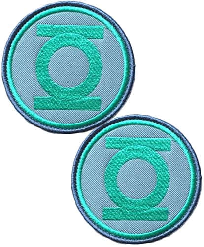 Heiorpai 2Pcs Green Lantern Corps Power Ring Logo Patch Embroidered Decorative Hook and Loop Fasteners Backing Patch